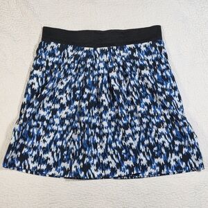 Moon Blue Abstract Pleated Skirt